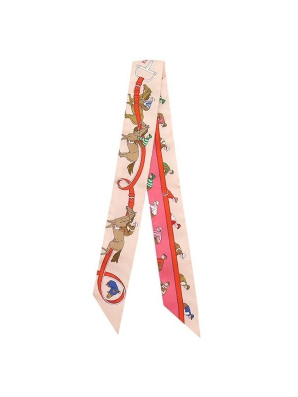 Hermes Scarf Twilly Silk Rose Pale Rouge Blue Turf les